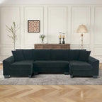 114  U Shape Corduroy Sofa Oversize Sectional Couch Upholstered Sofa Bed