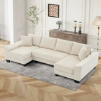114  U Shape Corduroy Sofa Oversize Sectional Couch Upholstered Sofa Bed