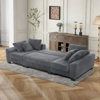 114  U Shape Corduroy Sofa Oversize Sectional Couch Upholstered Sofa Bed