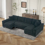 114  U Shape Corduroy Sofa Oversize Sectional Couch Upholstered Sofa Bed