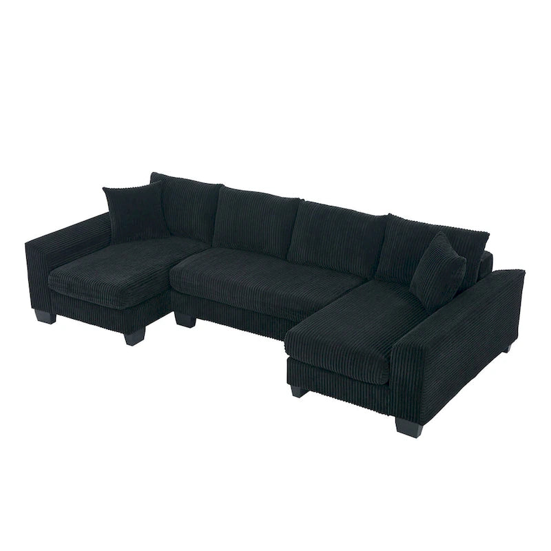 114  U Shape Corduroy Sofa Oversize Sectional Couch Upholstered Sofa Bed