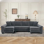 114  U Shape Corduroy Sofa Oversize Sectional Couch Upholstered Sofa Bed