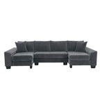 114  U Shape Corduroy Sofa Oversize Sectional Couch Upholstered Sofa Bed