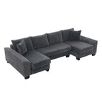 114  U Shape Corduroy Sofa Oversize Sectional Couch Upholstered Sofa Bed