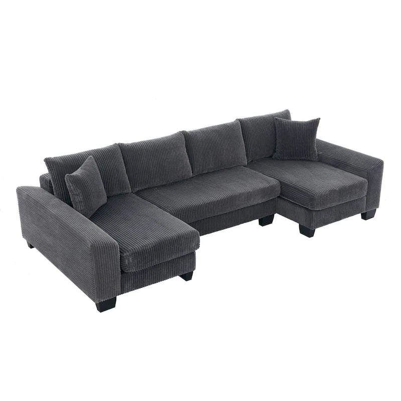 114  U Shape Corduroy Sofa Oversize Sectional Couch Upholstered Sofa Bed