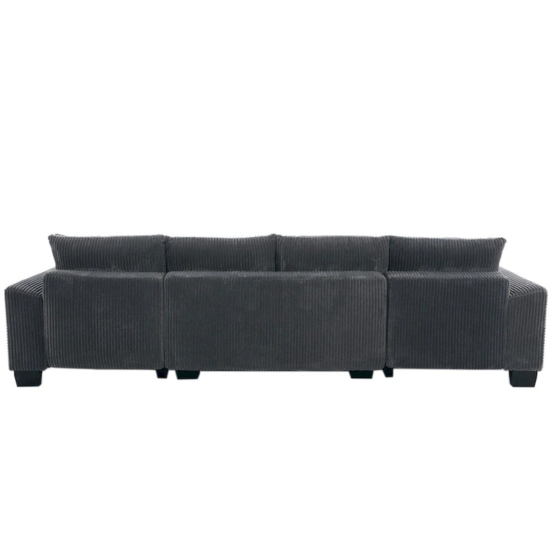 114  U Shape Corduroy Sofa Oversize Sectional Couch Upholstered Sofa Bed