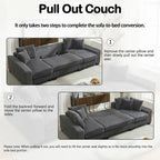 114  U Shape Corduroy Sofa Oversize Sectional Couch Upholstered Sofa Bed