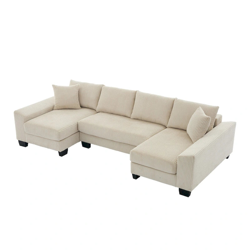 114  U Shape Corduroy Sofa Oversize Sectional Couch Upholstered Sofa Bed