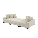 114  U Shape Corduroy Sofa Oversize Sectional Couch Upholstered Sofa Bed