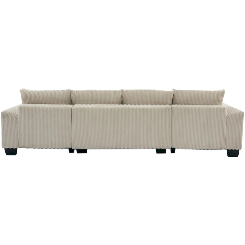 114  U Shape Corduroy Sofa Oversize Sectional Couch Upholstered Sofa Bed