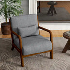 Mid-Century Modern Upholstered Accent Chair with Wood Frame