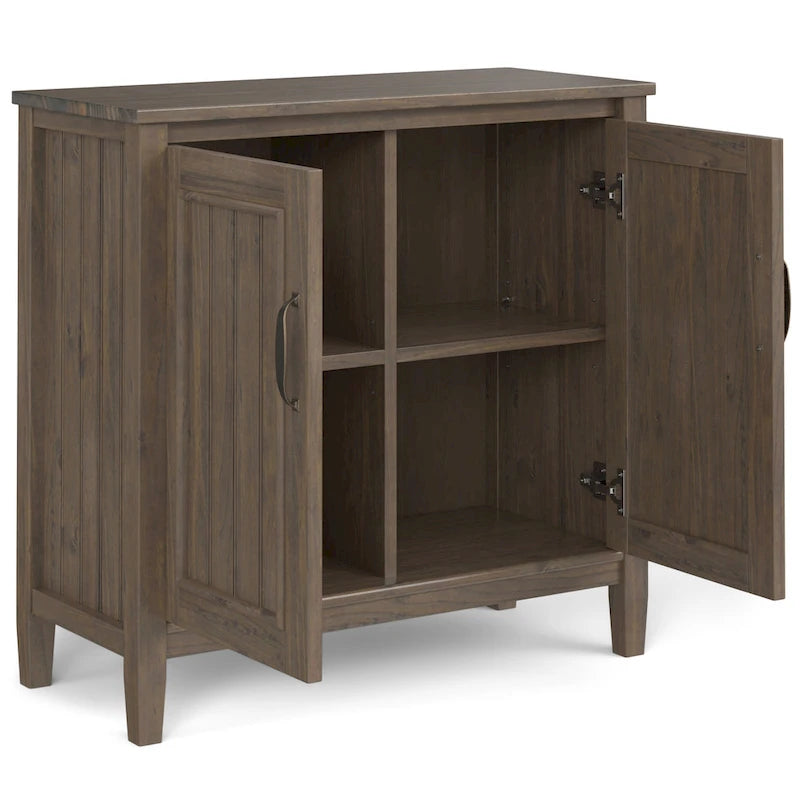 WYNDENHALL Rowan SOLID WOOD 32 inch Wide Contemporary Low Storage Cabinet in Smoky Brown - 14 d x 32  w x 31 h