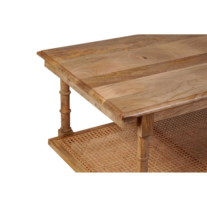 Carolina Living Chesterfield Wood & Cane Coffee Table - Whitewash