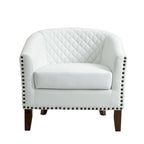 Axia 4 Set Modern Faux Leather Barrel Accent Chair with Wood Legs