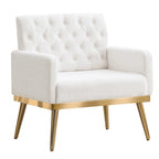 HOMYKA Sherpa Accent Chair Button Tufted Upholstered Linen Velvet Modern Armchair