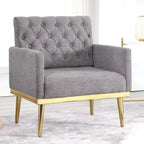 HOMYKA Sherpa Accent Chair Button Tufted Upholstered Linen Velvet Modern Armchair