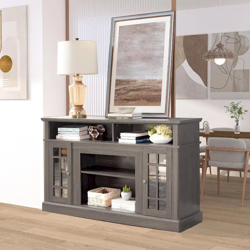 Roomfitters Classic TV Media Stand, Modern Entertainment Console, Up to 65  TV, Open & Closed Storage Space