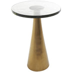 Aluminum Metal Geometric Cone Side End Accent Table with Textured Glass Tabletop - Black or Gold - Roche River Decor